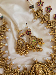 Traditional Lakshmi Pendant Peacock Neckpiece-Gold-G5385