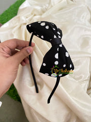 Daily Wear Head Band with Bow-Polka-Black White-H018