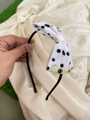 Daily Wear Head Band with Bow-White Black-H020