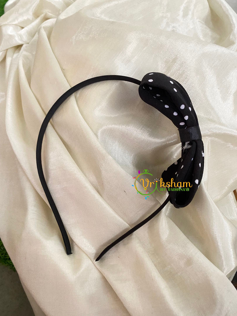 Daily Wear Head Band with Bow-Tiny Dots-Black White-H023