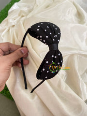 Daily Wear Head Band with Bow-Tiny Dots-Black White-H023