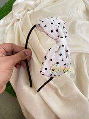 Daily Wear Head Band with Bow-Tiny Dots-White Black-H024