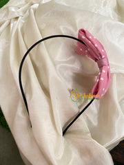 Daily Wear Head Band with Bow-Tiny Dots-Pink White-H027