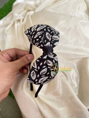 Daily Wear Head Band with Bow-Leaves-Black White-H028