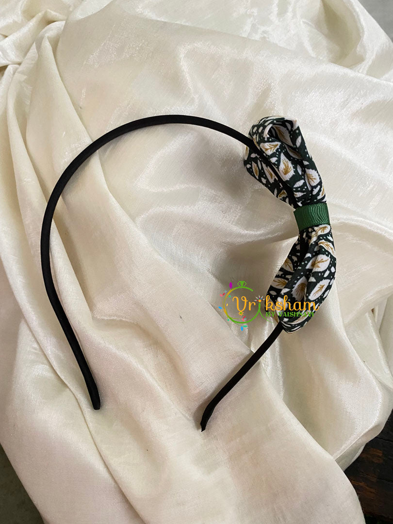 Daily Wear Head Band with Bow-Leaves-Black White Green-H029