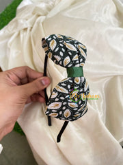 Daily Wear Head Band with Bow-Leaves-Black White Green-H029