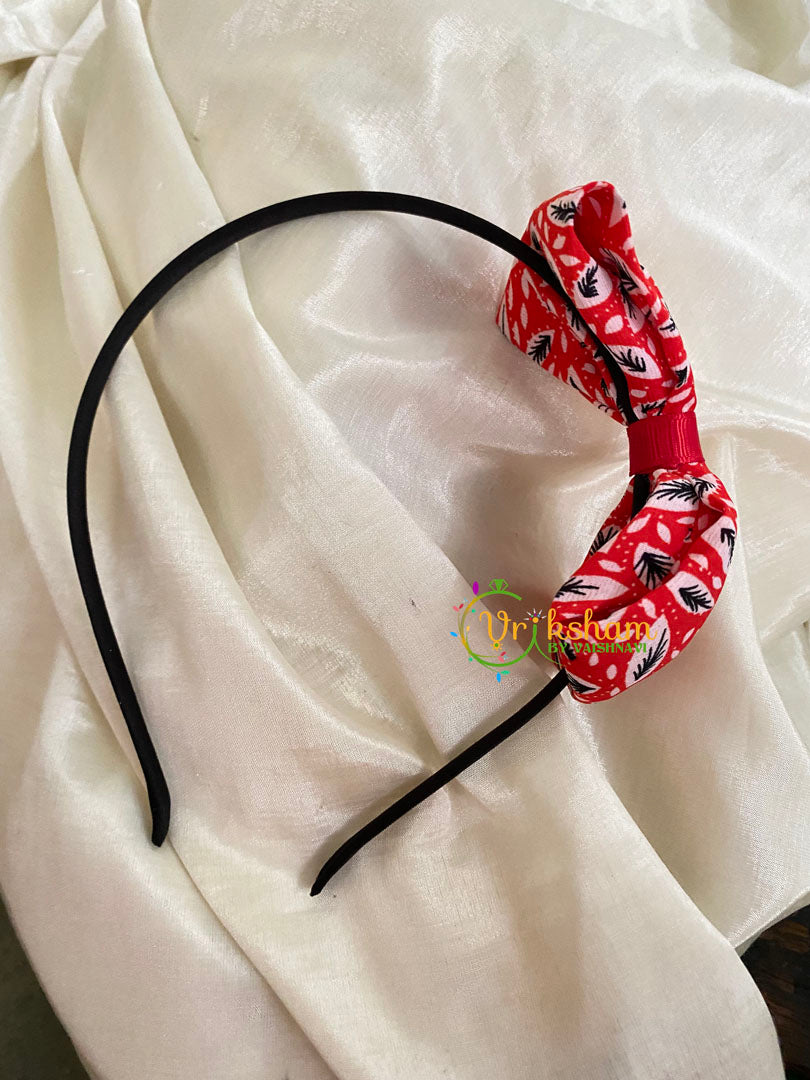 Daily Wear Head Band with Bow-Leaves-Red-H031