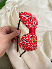 Daily Wear Head Band with Bow-Leaves-Red-H031