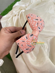 Daily Wear Head Band with Bow-Leaves-Peach-H033