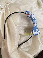 Daily Wear Head Band with Bow-Flower-Blue-H034