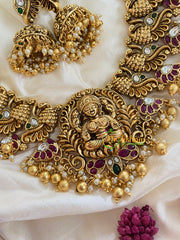 Traditional Lakshmi Pendant Peacock Neckpiece-Gold-G5381