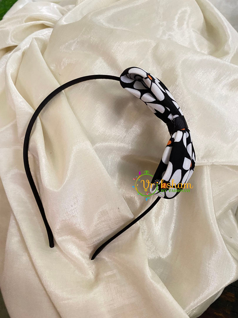 Daily Wear Head Band with Bow-Flower-Black-H035