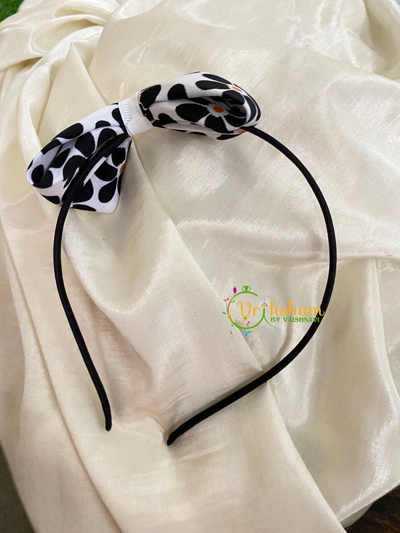 Daily Wear Head Band with Bow-Flower-White-H037