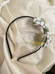 Daily Wear Head Band with Bow-Flower-Green-H038
