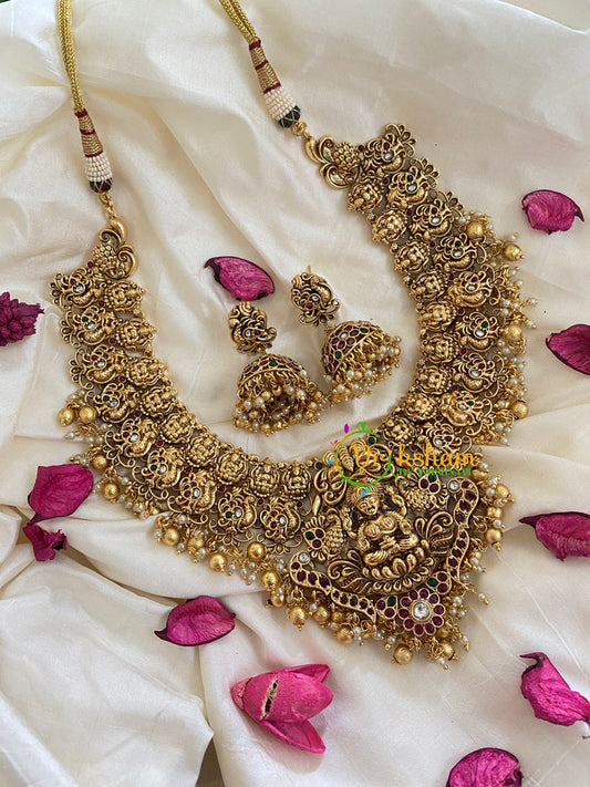 Traditional Lakshmi Pendant Peacock Neckpiece-Gold-G5380