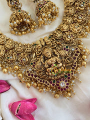 Traditional Lakshmi Pendant Peacock Neckpiece-Gold-G5380