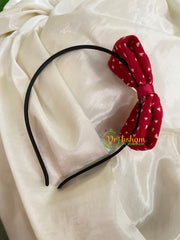 Daily Wear Head Band with Bow-Hearts-Red-H042