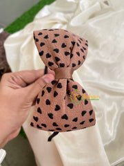 Daily Wear Head Band with Bow-Hearts-Brown-H045