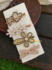 Designer Stone Hair Clip- Stone and Pearl 2-H048