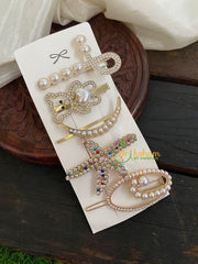 Designer Stone Hair Clip- Stone and Pearl-H050