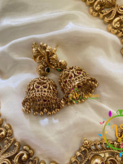 Premium Temple Peacock Haram -Gold Bead-G7445