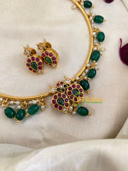 Premium AD Stone Hasli Choker-Red Green Paisley-G9570