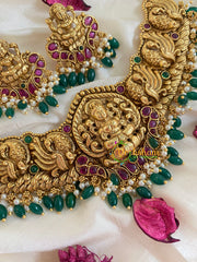 Premium Lakshmi High Neck Choker -Green bead -G5375
