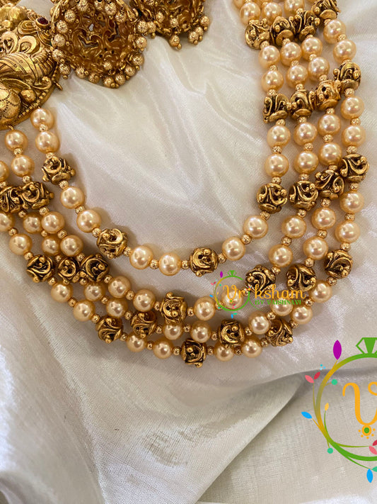 Gold and Pearl Malai with single Mogappu-G7408