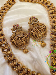 Premium Temple Haram with Shiv Privar Pendant-Gold Bead-G7407