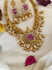 Premium AD Stone Hasli Choker -Filigree -Pink White-G9562