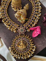 Premium AD Stone Lakshmi Pendant Short Neckpiece -G2636