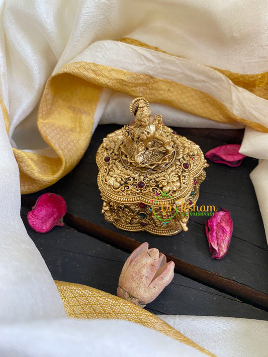 Gold Look Alike Lakshmi Kumkum Box-G6040