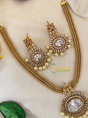 White Kundan Designer Addigai Short Neckpiece-G9593