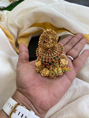 Gold Look Alike Lakshmi Kumkum Box-Red Green-G6042