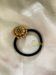 Gold Pendant Rubber Band -Festive Hair band -Green Red -H422