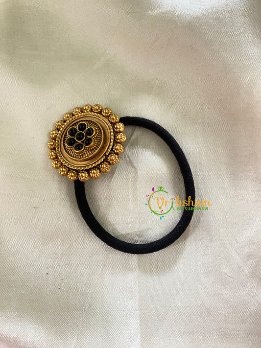 Gold Pendant Rubber Band -Festive Hair band -Black-H4230