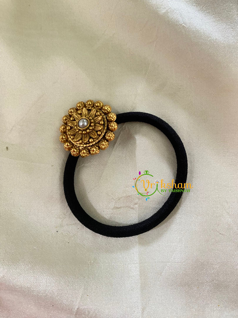 Gold Pendant Rubber Band -Festive Hair band -Pearl Dot-H432