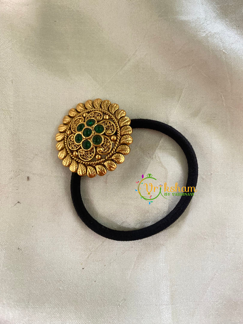 Gold Pendant Rubber Band -Festive Hair band -Green-H433