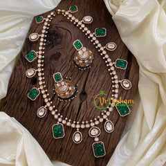 Green Victorian Diamond Short Neckpiece -VV1187