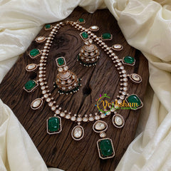 Green Victorian Diamond Short Neckpiece -VV1187