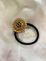 Gold Pendant Rubber Band -Festive Hair band -Green Red-H436