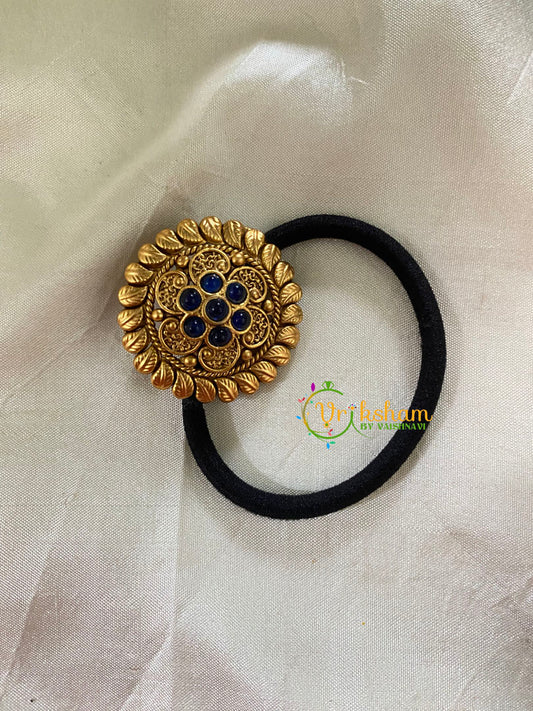 Gold Pendant Rubber Band -Festive Hair band -Blue-H437