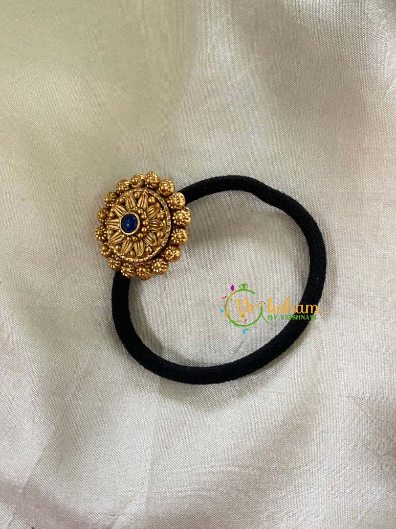 Gold Pendant Rubber Band -Festive Hair band -Blue-H438