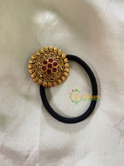 Gold Pendant Rubber Band -Festive Hair band -Red-H420