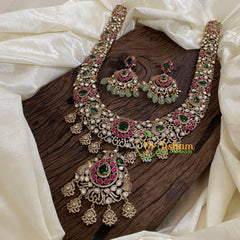 Pink Green Victorian Diamond Haram -Long Neckpiece-VV1219