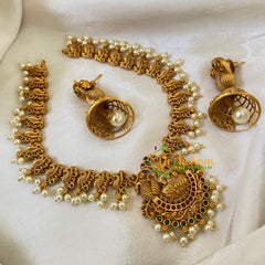 Temple Short Neckpiece -Matt Lakshmi Pendant-G6404