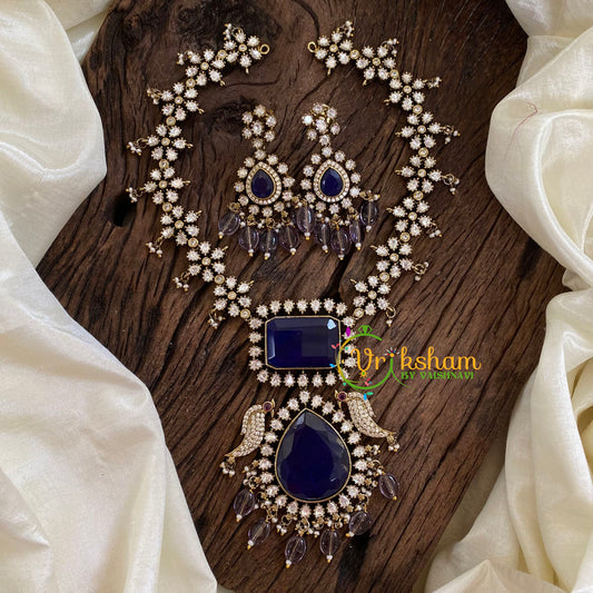 Blue Victorian Diamond Short Neckpiece -VV1248