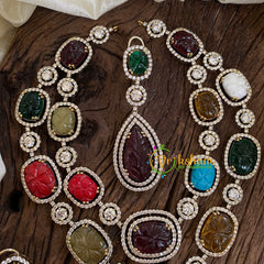 Navrathna Victorian Diamond Short Neckpiece -VV1247