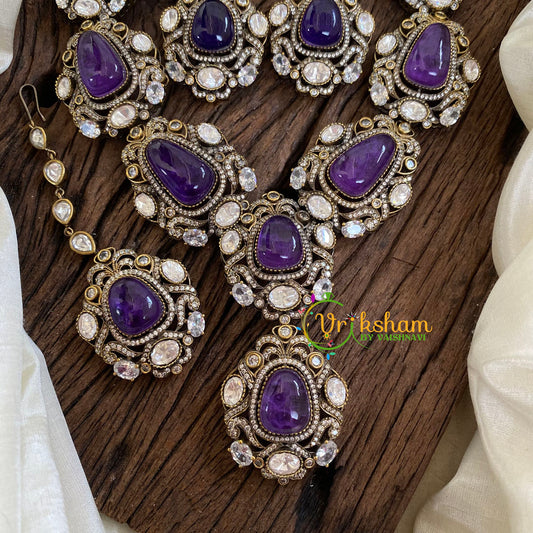 Purple Victorian Diamond Short Neckpiece -VV1249