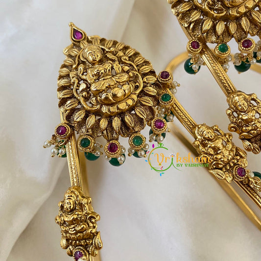 Traditional Lakshmi Vangi-Temple Armlet-Green Bead and Pearl -G6541